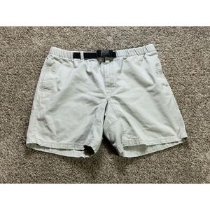LL Bean Shorts Medium Beige Mens Casual Belted Outdoor Hiking Fishing Cotton